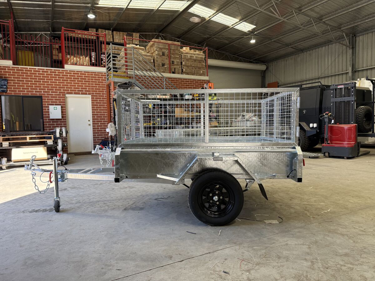 6x4 Box Trailer Single Axle With Cage 750kg ATM Commercial