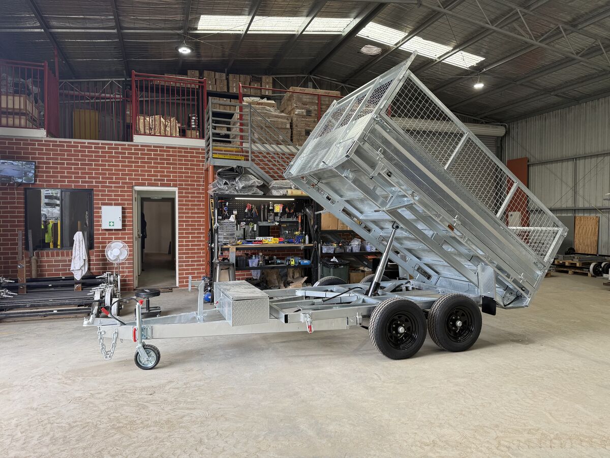 Heavy Duty 10x7 Flatbed Flat Top Hydraulic Tipper Trailer 3500kg