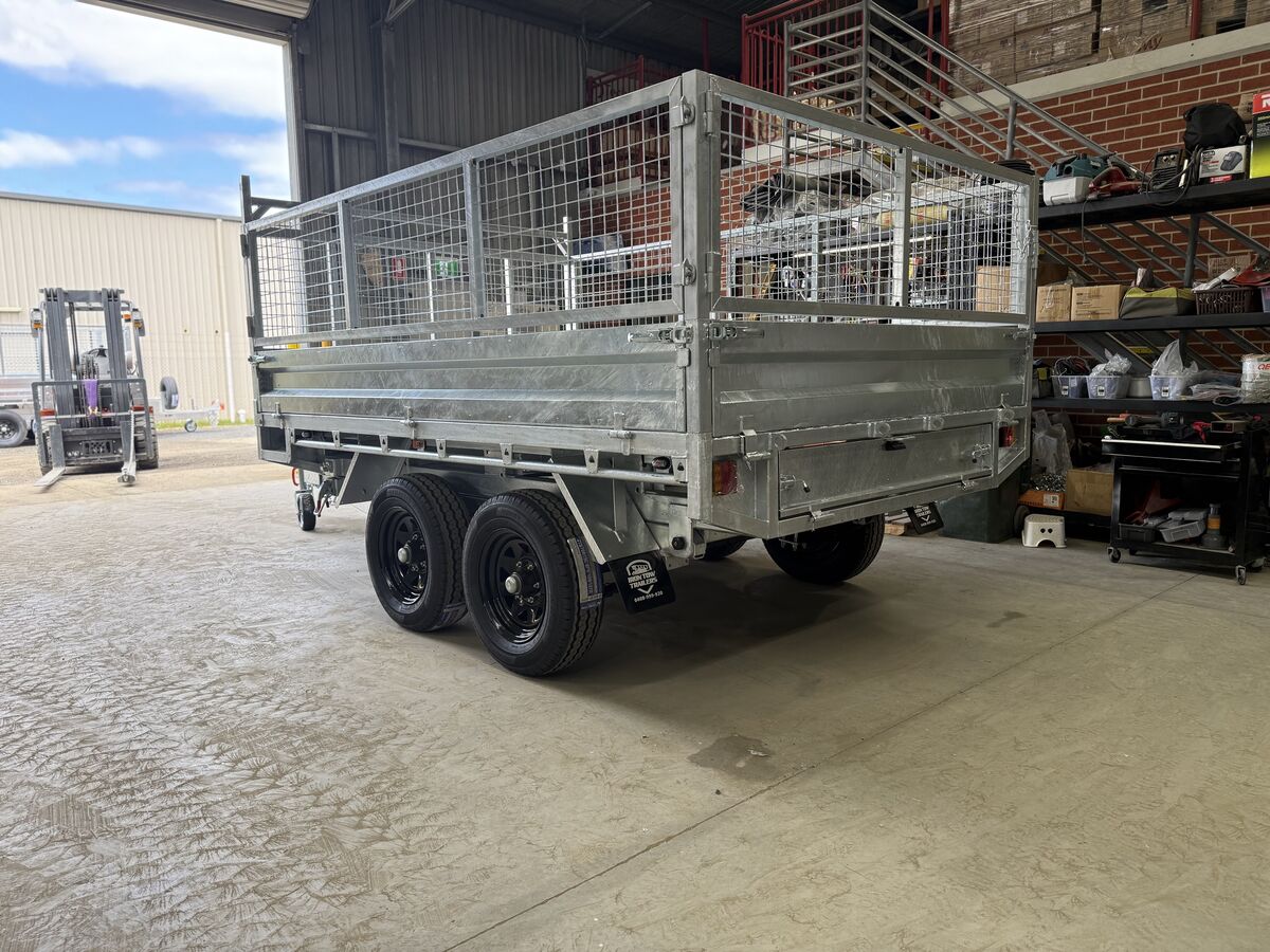 Heavy Duty 10x7 Flatbed Flat Top Hydraulic Tipper Trailer 3500kg